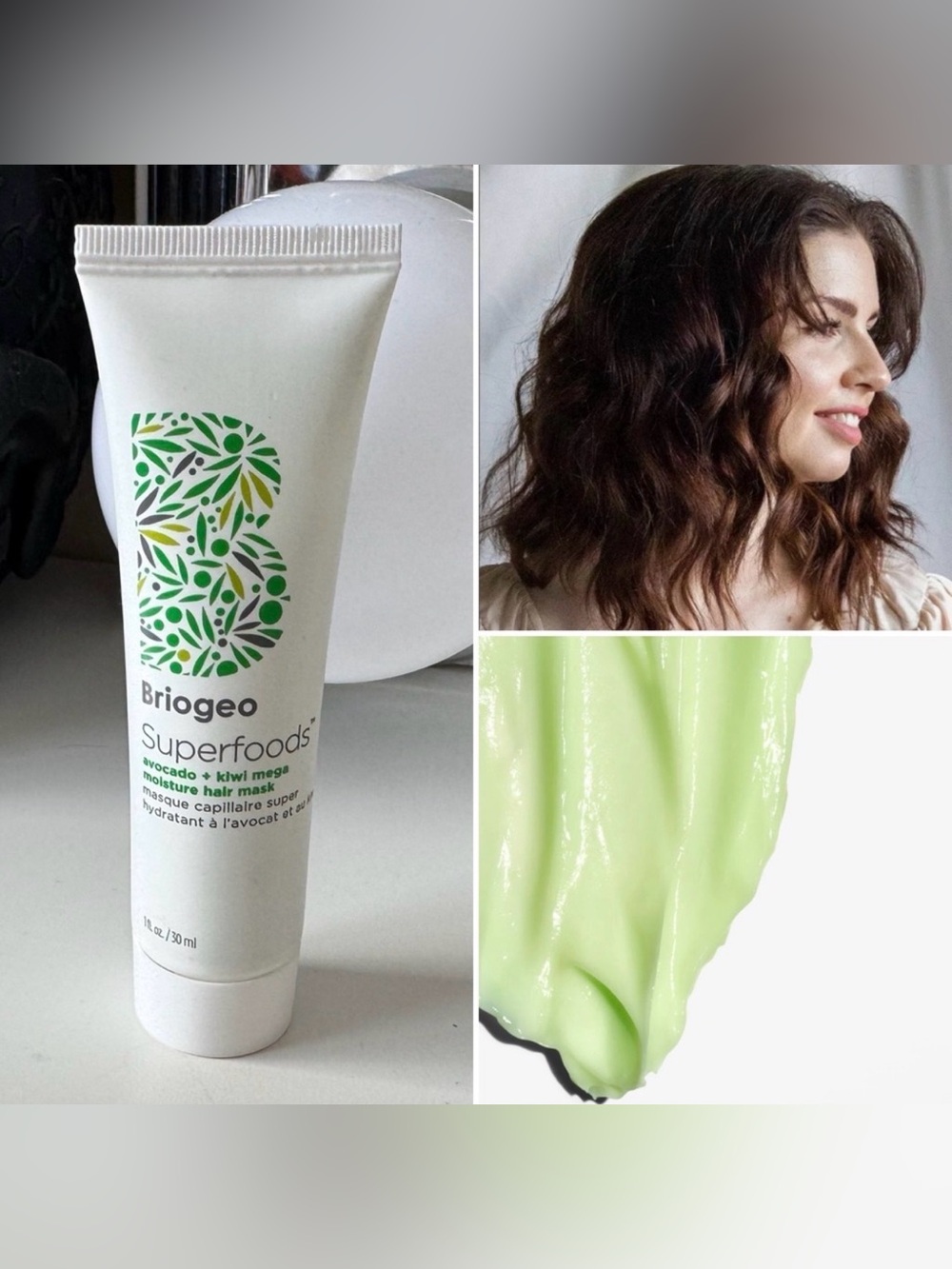 3/$15 Briogeo Superfoods Avocado + Kiwi Mega Moisture Hair Mask Mini Vegan